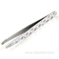 Hot sell women beauty cosmetic tools custom stainless steel slant tip eyebrow tweezers